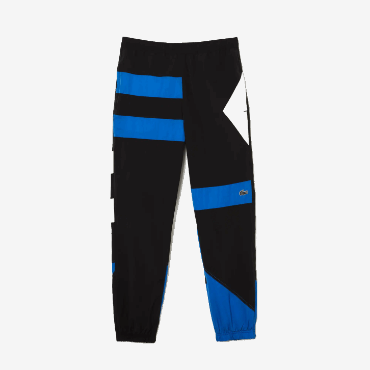 homens Lacoste preto azul branco se1 calça de patchwork repelente à água 08D01105