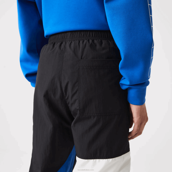 homens Lacoste preto azul branco se1 calça de patchwork repelente à água 08D01105