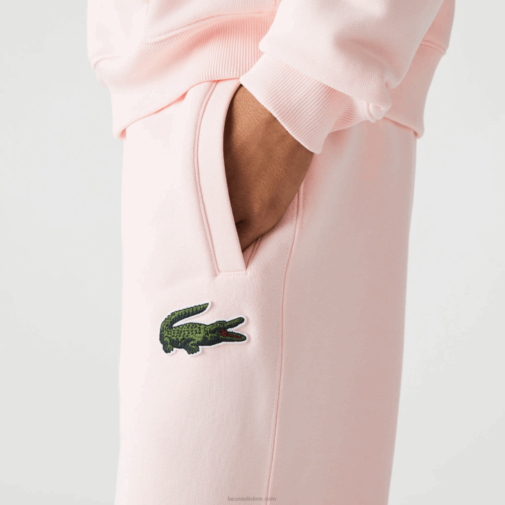 homens Lacoste rosa claro t03 calça esportiva de lã de algodão orgânico 08D01050