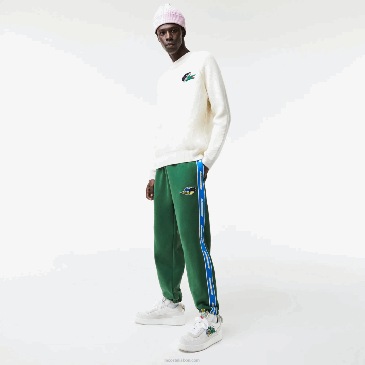 homens Lacoste verde 132 calça de banda de marca 08D01026