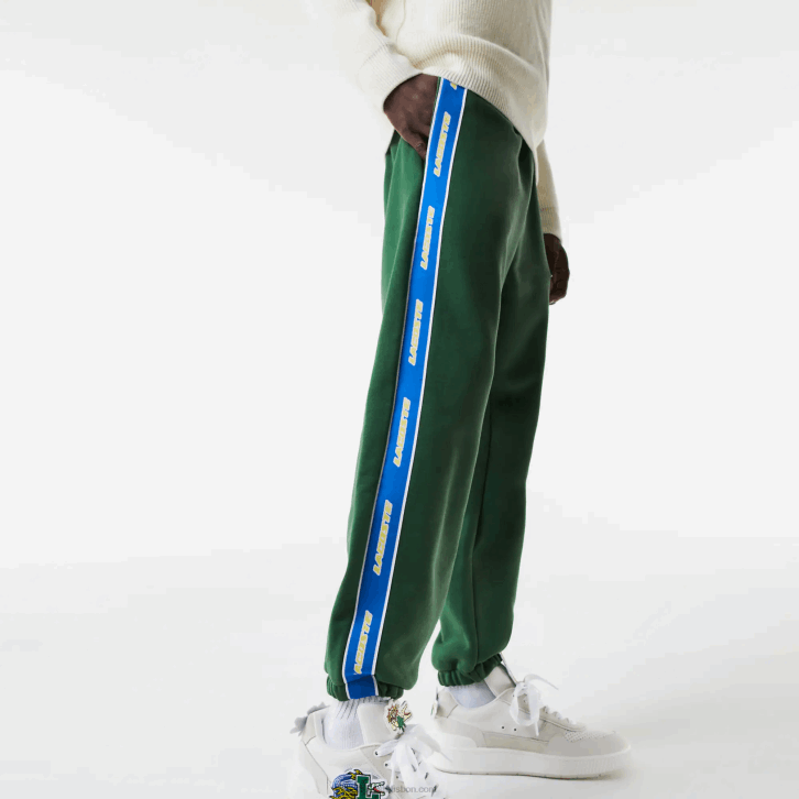 homens Lacoste verde 132 calça de banda de marca 08D01026