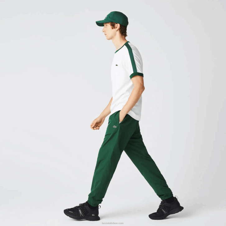 homens Lacoste verde 132 calças de treino repelentes de água de ajuste regular 08D0333