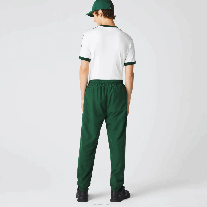 homens Lacoste verde 132 calças de treino repelentes de água de ajuste regular 08D0333