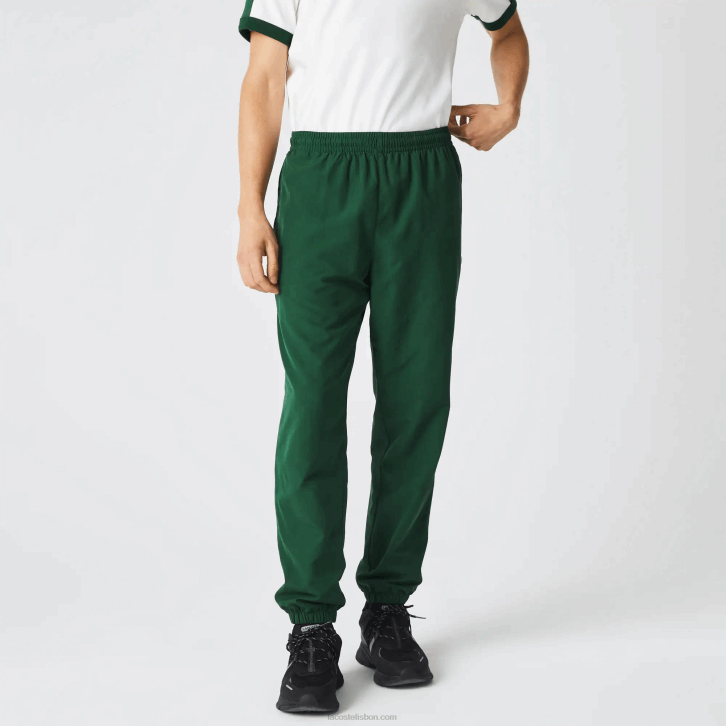 homens Lacoste verde 132 calças de treino repelentes de água de ajuste regular 08D0333