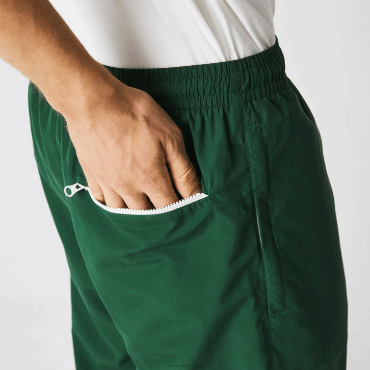 homens Lacoste verde 132 calças de treino repelentes de água de ajuste regular 08D0333