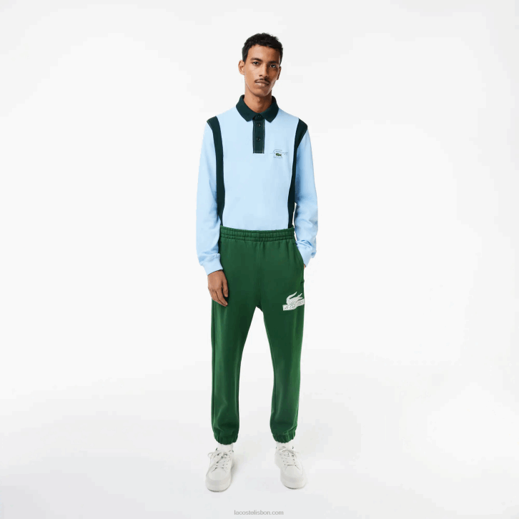homens Lacoste verde 132 calças de trilha de algodão orgânico 08D0292