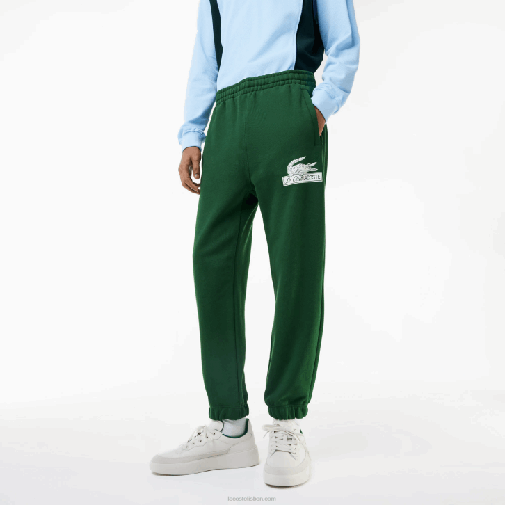 homens Lacoste verde 132 calças de trilha de algodão orgânico 08D0292