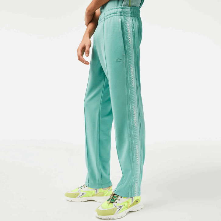 homens Lacoste verde 3a4 calças de pique de ajuste regular 08D0337
