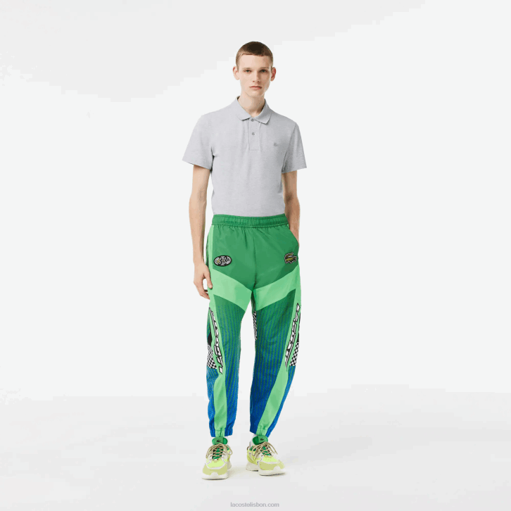 homens Lacoste verde azul chy calça ombre com estampa xadrez 08D0338