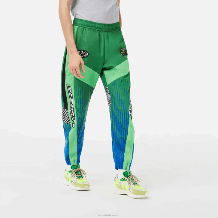 homens Lacoste verde azul chy calça ombre com estampa xadrez 08D0338