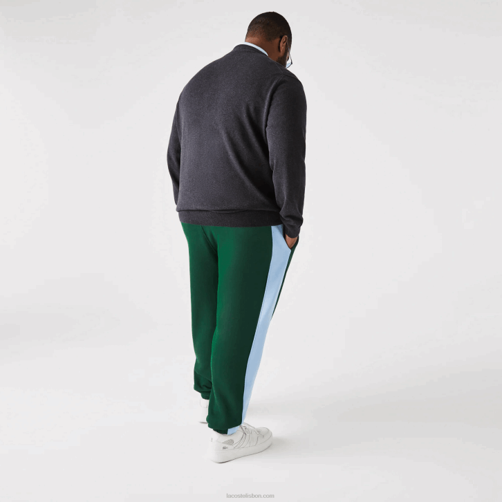 homens Lacoste verde azul dqa calças de bandas de contraste 08D01058