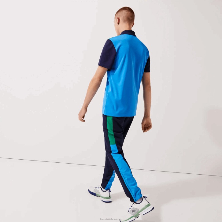 homens Lacoste verde azul marinho branco m7z calças esportivas de bandas colorblock 08D01128