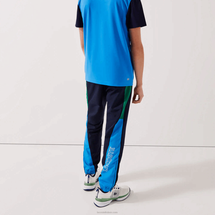 homens Lacoste verde azul marinho branco m7z calças esportivas de bandas colorblock 08D01128