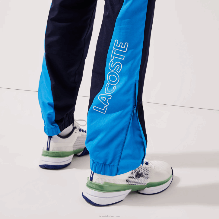 homens Lacoste verde azul marinho branco m7z calças esportivas de bandas colorblock 08D01128