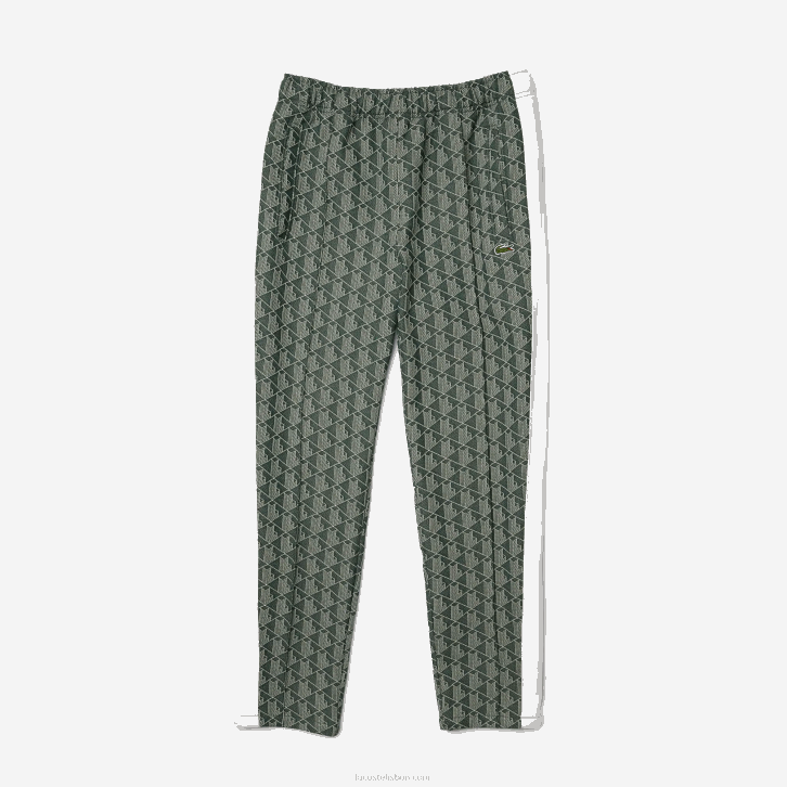homens Lacoste verde bege 7m4 calças de treino jacquard com monograma vivo 08D01187