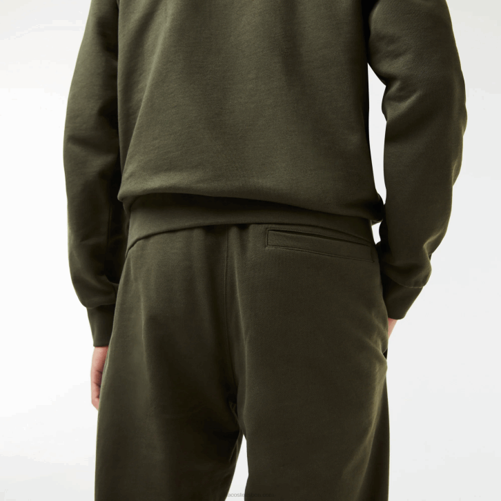 homens Lacoste verde caqui s7t calça esportiva de algodão com letras contrastantes 08D01038