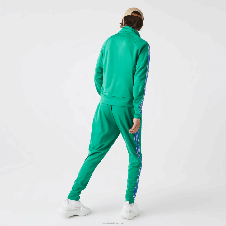 homens Lacoste verde hd2 calças de treino com bandas de contraste de herança 08D01068