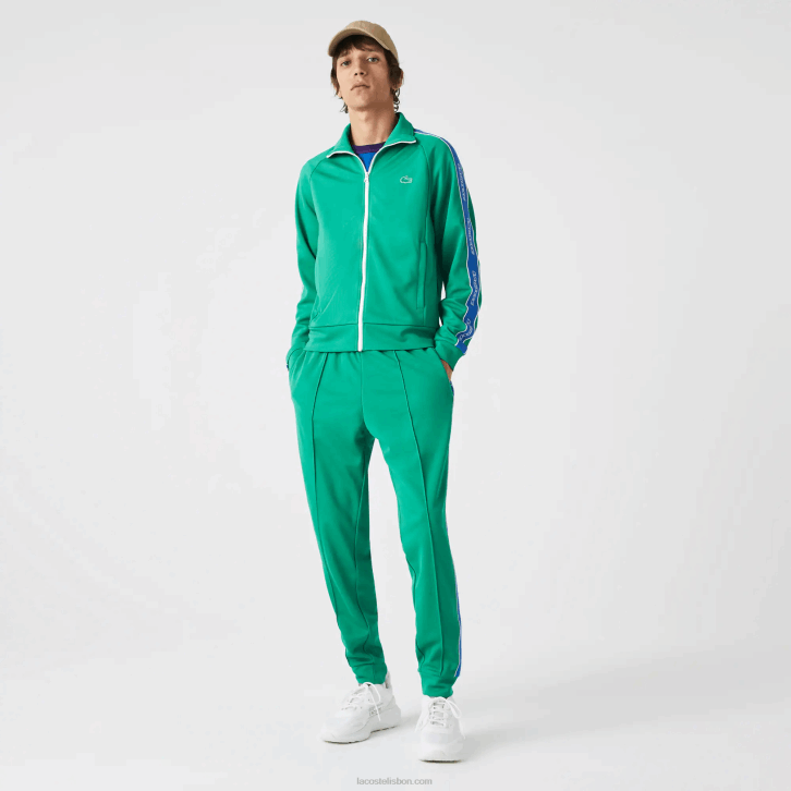 homens Lacoste verde hd2 calças de treino com bandas de contraste de herança 08D01068