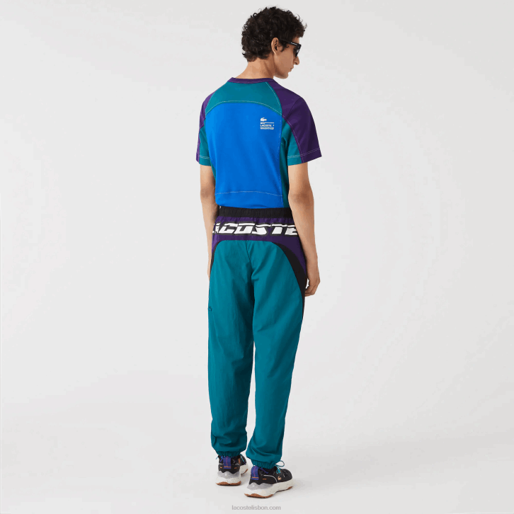 homens Lacoste verde roxo preto n10 Calça esportiva com blocos de cores de ajuste regular Heritage 08D01111