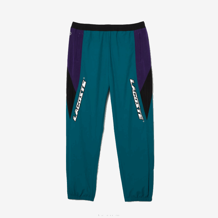homens Lacoste verde roxo preto n10 Calça esportiva com blocos de cores de ajuste regular Heritage 08D01111