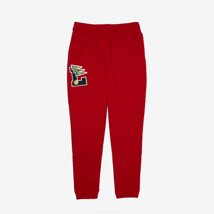 homens Lacoste vermelho 5sx galhardetes l badge calças de treino de lã 08D01170
