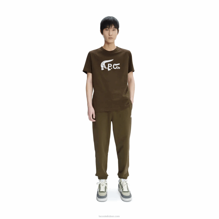 homensverde caqui wtw lacoste x a.p.c. calça de lã de algodão 08D01196