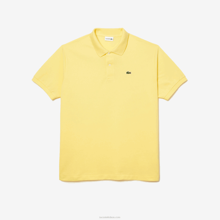 homens Lacoste amarelo 107 polo petit piquet de algodão - plus size - grande 08D0247