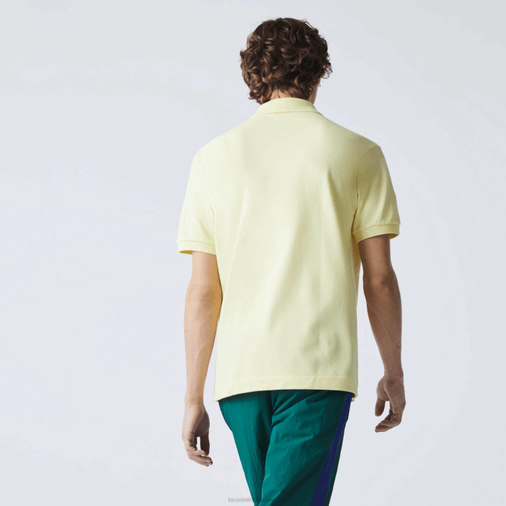 homens Lacoste amarelo 2bs polo l.12.12 original 08D0809