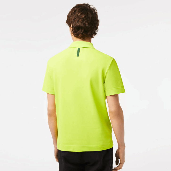 homens Lacoste amarelo 90v pólo piquê de algodão respirável de movimento ativo 08D0261