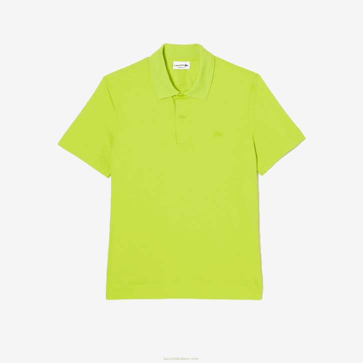 homens Lacoste amarelo 90v pólo piquê de algodão respirável de movimento ativo 08D0261