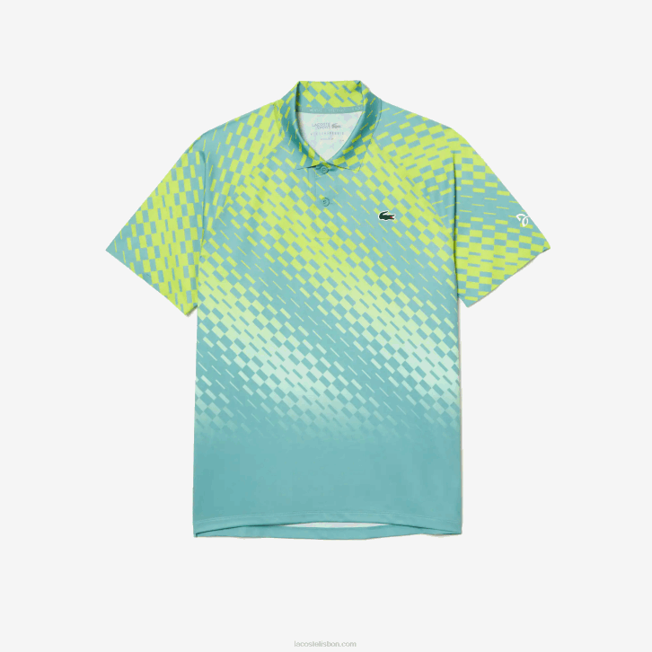 homens Lacoste amarelo claro verde vri tênis x novak djokovic versão jogador polo 08D044