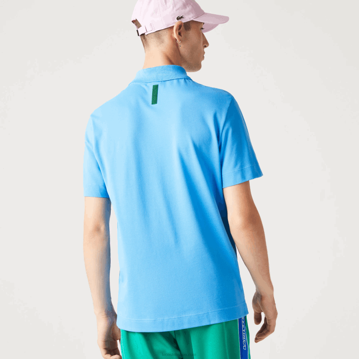 homens Lacoste azul 4x pólo piquê de algodão respirável de movimento ativo 08D0898