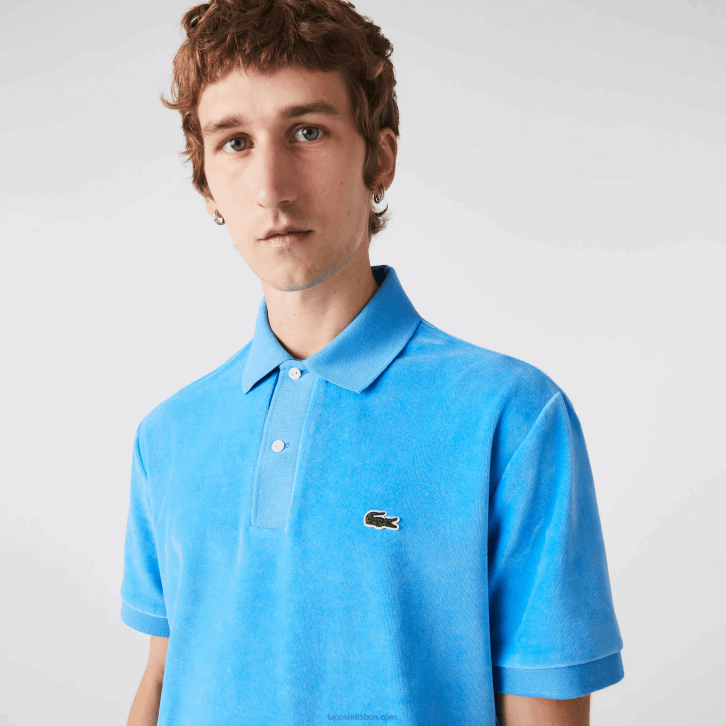 homens Lacoste azul 4x polo clássico de veludo de algodão 08D0738