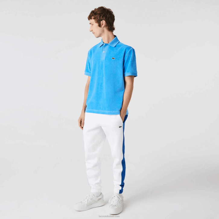 homens Lacoste azul 4x polo clássico de veludo de algodão 08D0738