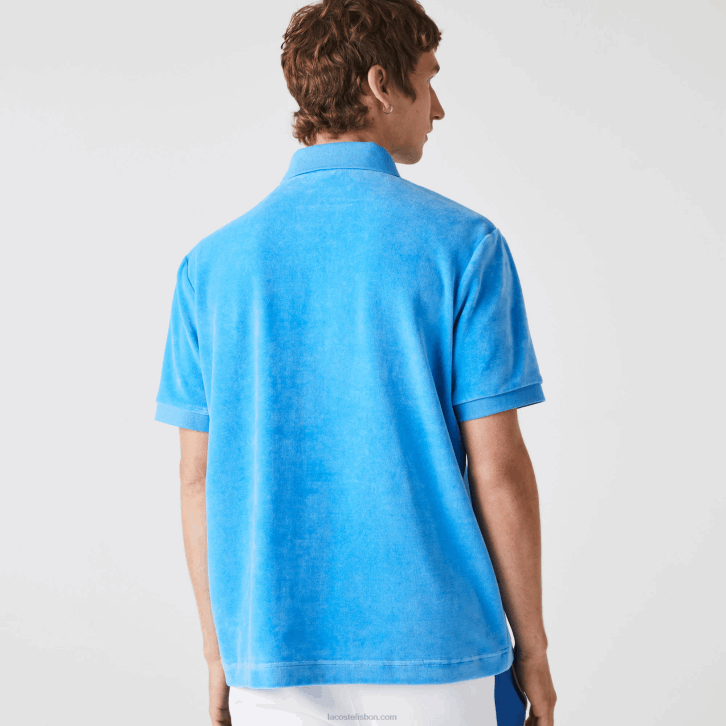 homens Lacoste azul 4x polo clássico de veludo de algodão 08D0738