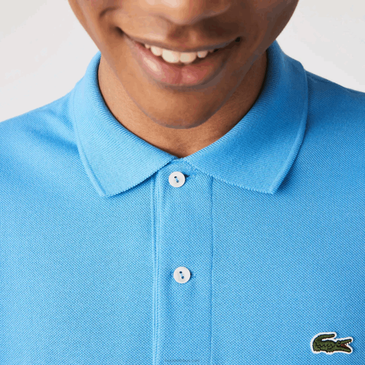 homens Lacoste azul 4x polo manga longa L.12.12 original 08D0821