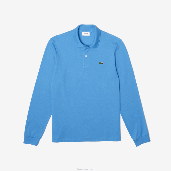 homens Lacoste azul 4x polo manga longa L.12.12 original 08D0821