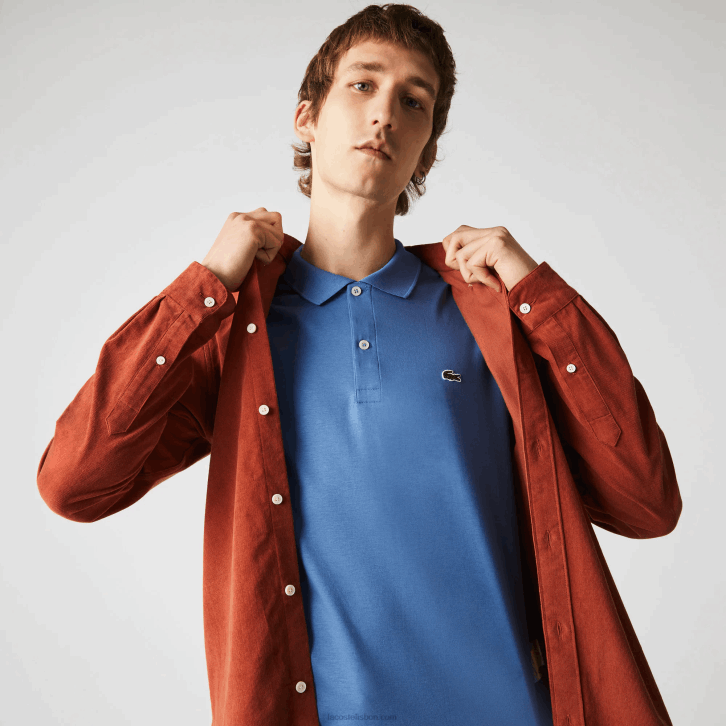 homens Lacoste azul 776 polo de algodão pima de ajuste regular 08D0928