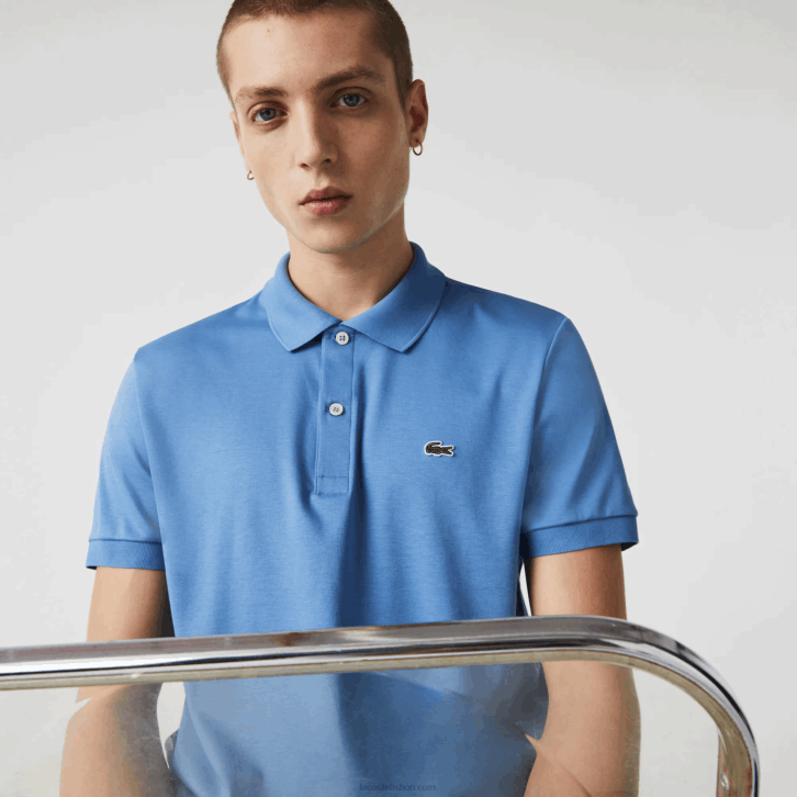 homens Lacoste azul 776 polo de algodão pima de ajuste regular 08D0928