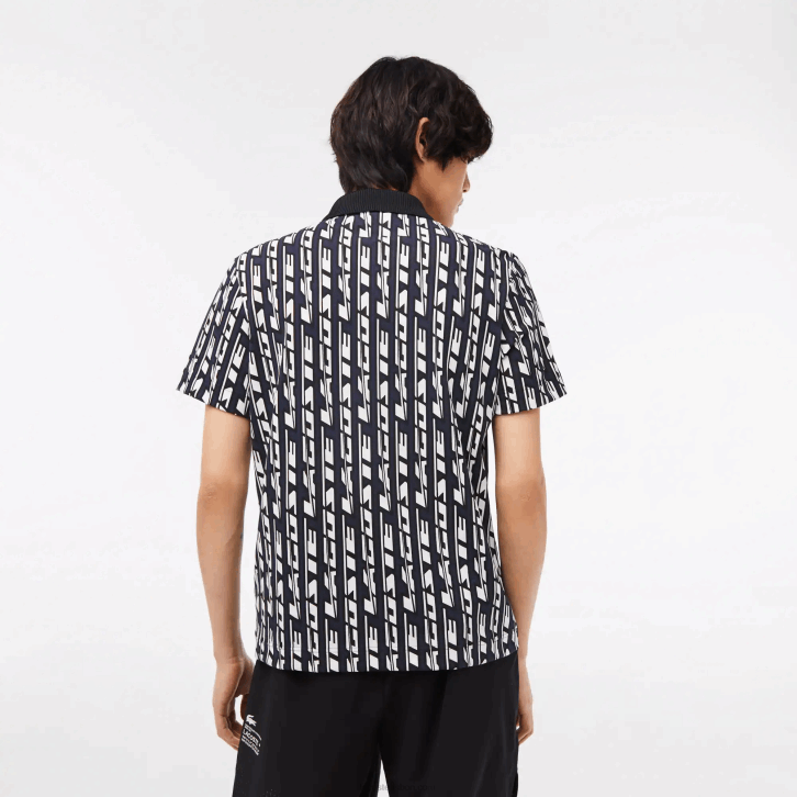 homens Lacoste azul branco 9 anos Polo estampada bicolor Active Movement 08D02