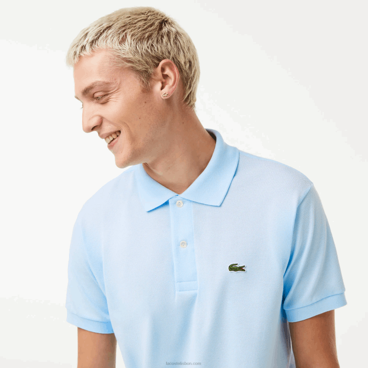 homens Lacoste azul claro t01 polo l.12.12 original 08D061