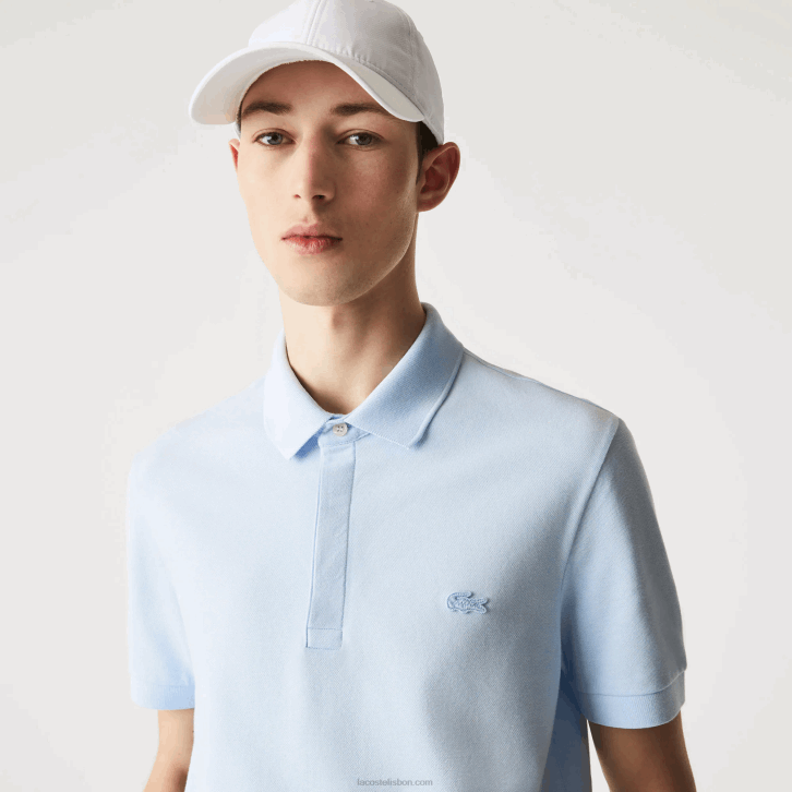 homens Lacoste azul claro t01 polo smart paris em piquê de algodão elástico 08D0632