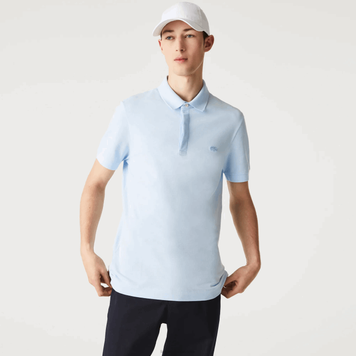 homens Lacoste azul claro t01 polo smart paris em piquê de algodão elástico 08D0632