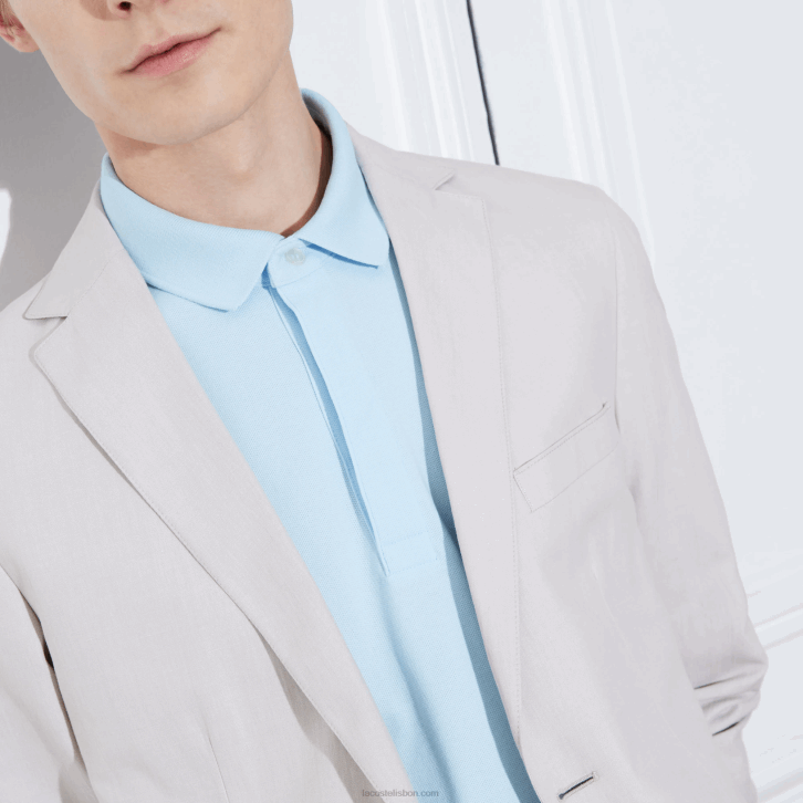 homens Lacoste azul claro t01 polo smart paris em piquê de algodão elástico 08D0632
