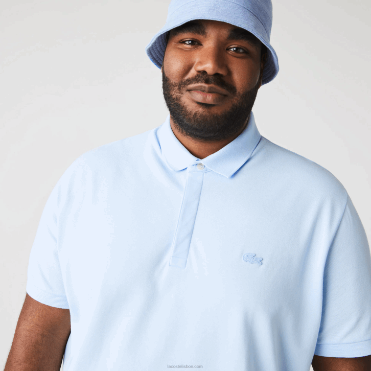 homens Lacoste azul claro t01 polo smart paris em piquê de algodão elástico 08D0632