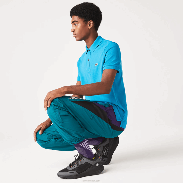 homens Lacoste azul gh9 polo slim fit L.12.12 original 08D0837