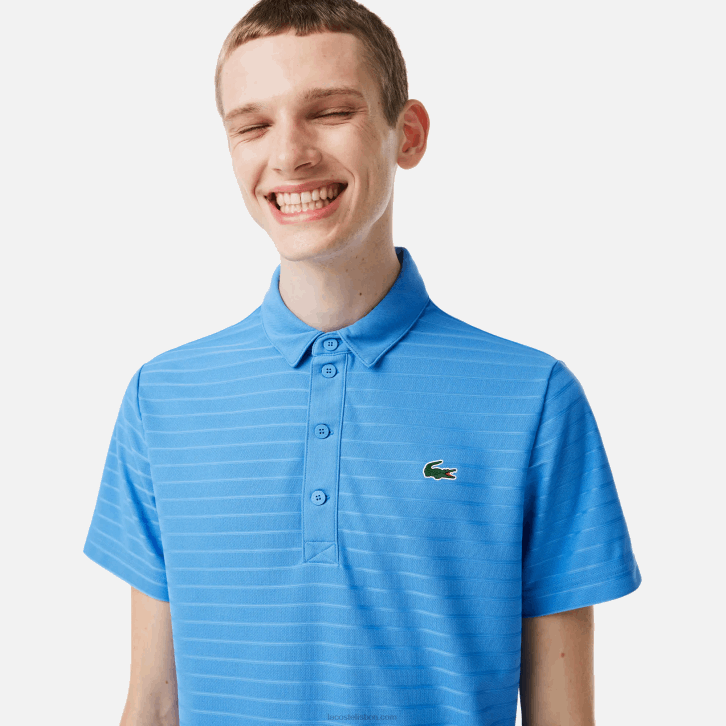 homens Lacoste azul l99 polo de golfe respirável texturizado esportivo 08D067