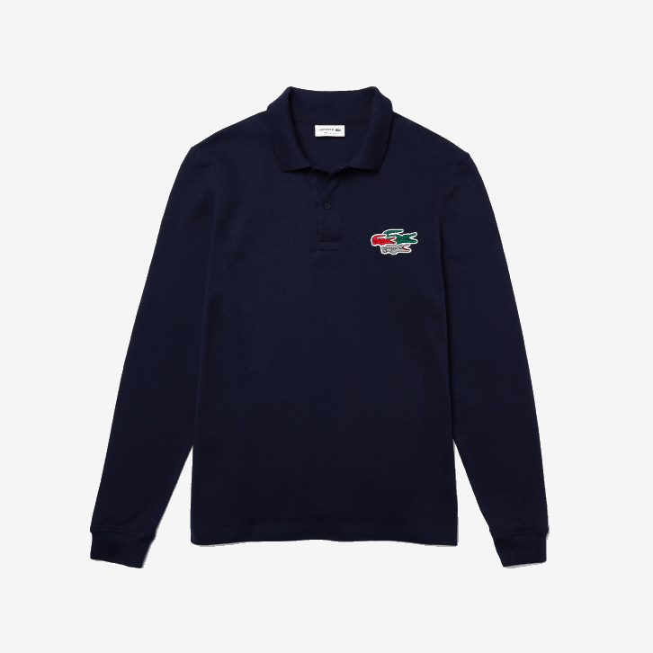 homens Lacoste azul marinho 166 camisa pólo de algodão orgânico de ajuste regular 08D0917