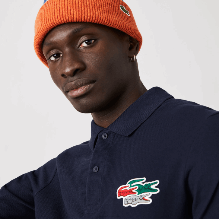 homens Lacoste azul marinho 166 camisa pólo de algodão orgânico de ajuste regular 08D0917