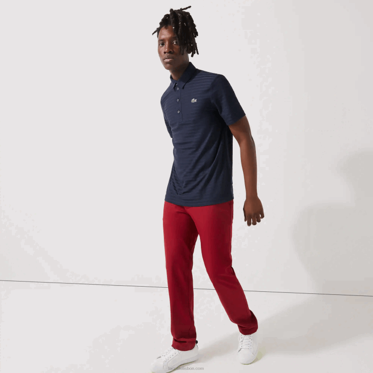 homens Lacoste azul marinho 166 polo de golfe respirável texturizado esportivo 08D070